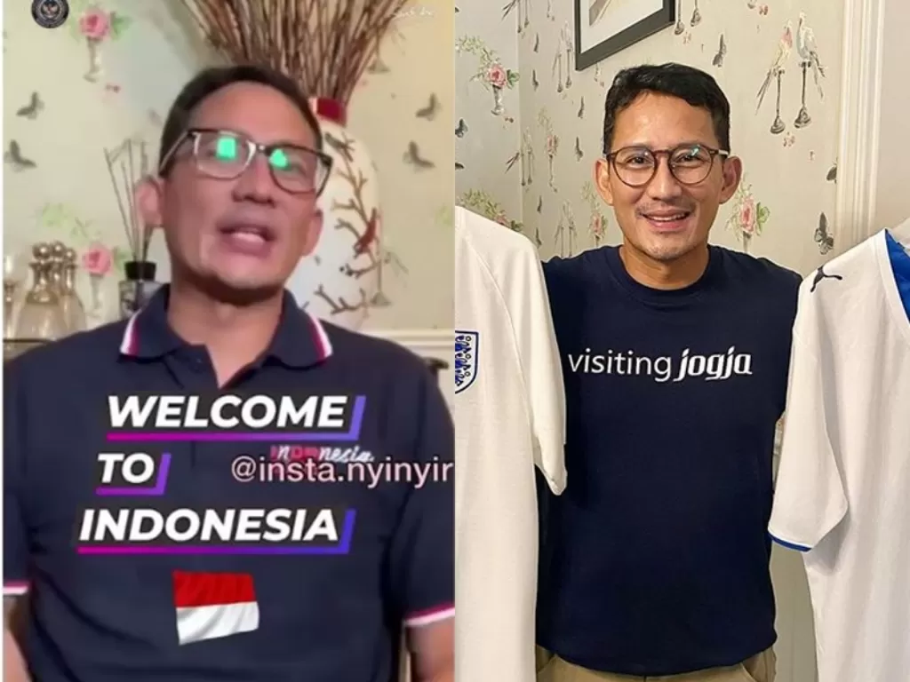 Sandiaga Uno ikuti challenge 'Welcome to Indonesia'. (Instagram/@sandiuno/@insta.nyinyir)