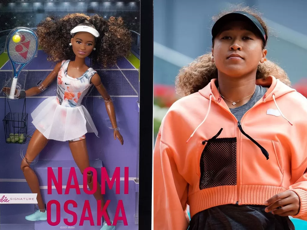 Boneka Barbie Naomi Osaka (kiri) dan Naomi Osaka (kanan). (photo/Instagram/@naomiosaka) 