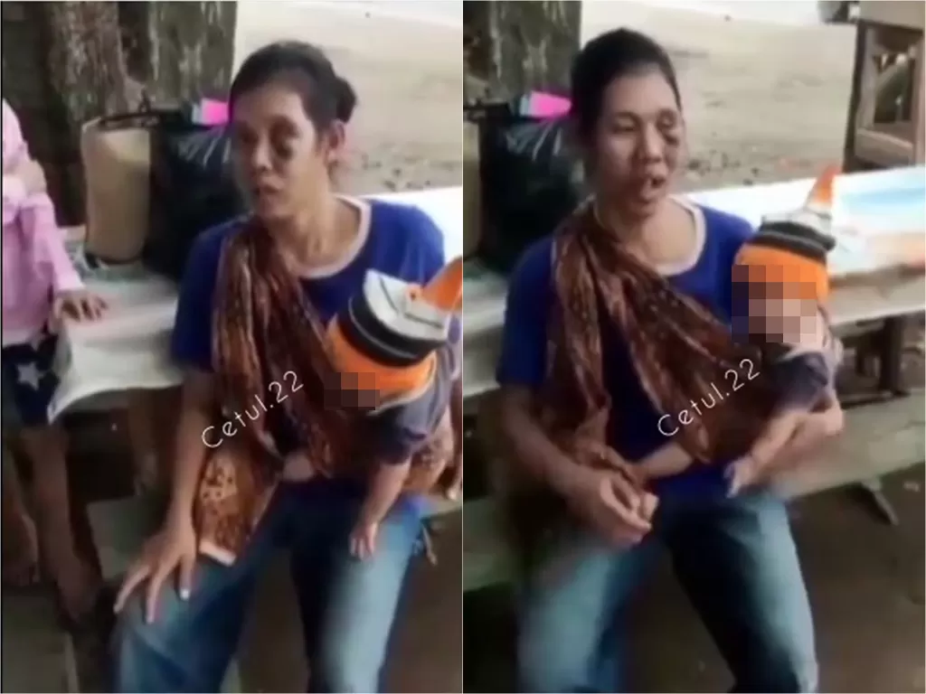Ibu dan anak diduga korban KDRT suami sendiri di Palembang (Instagram/cetul.22)