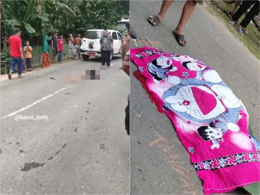 Pengendara motor tewas di tempat kecelakaan di Barru Sulsel (Instagram/barru_iinfo)