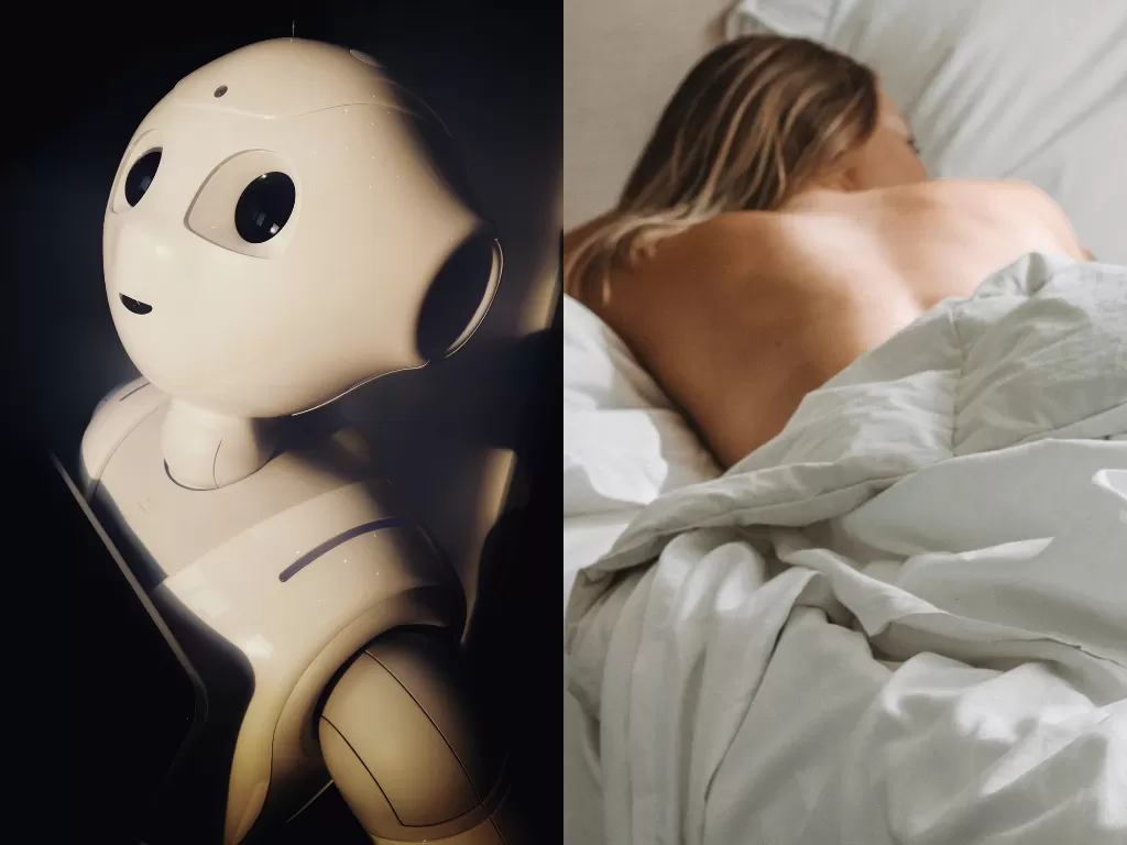 Ilustrasi Artificial Intelegence dan seorang yang sedang tidur. (Photo/Ilustrasi/Unsplash)