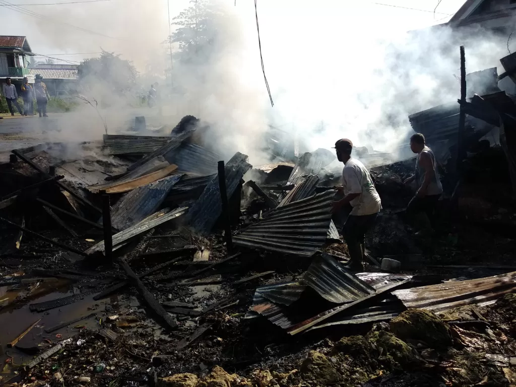 Kios yang terbakar di Papua (Kios terbakar di Papua/Dok Humas Polda Papua)
