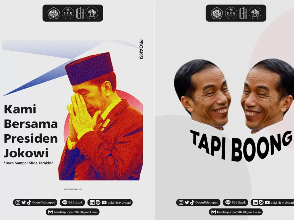 Sindiran BEM Fisip Unpad ke Jokowi (Instagram/bemfisipunpad)