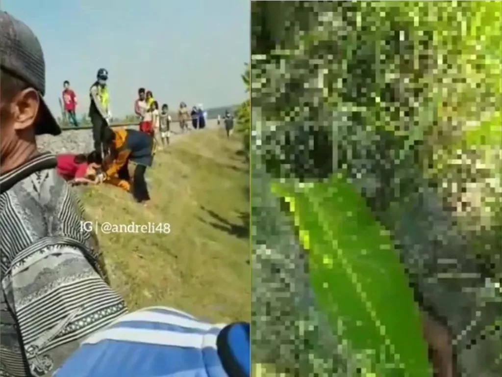 Jerit tangis keluarga pecah lihat jenazah dua pria yang tewas disambar kereta api di Grobogan (Instagram/andreli48) 