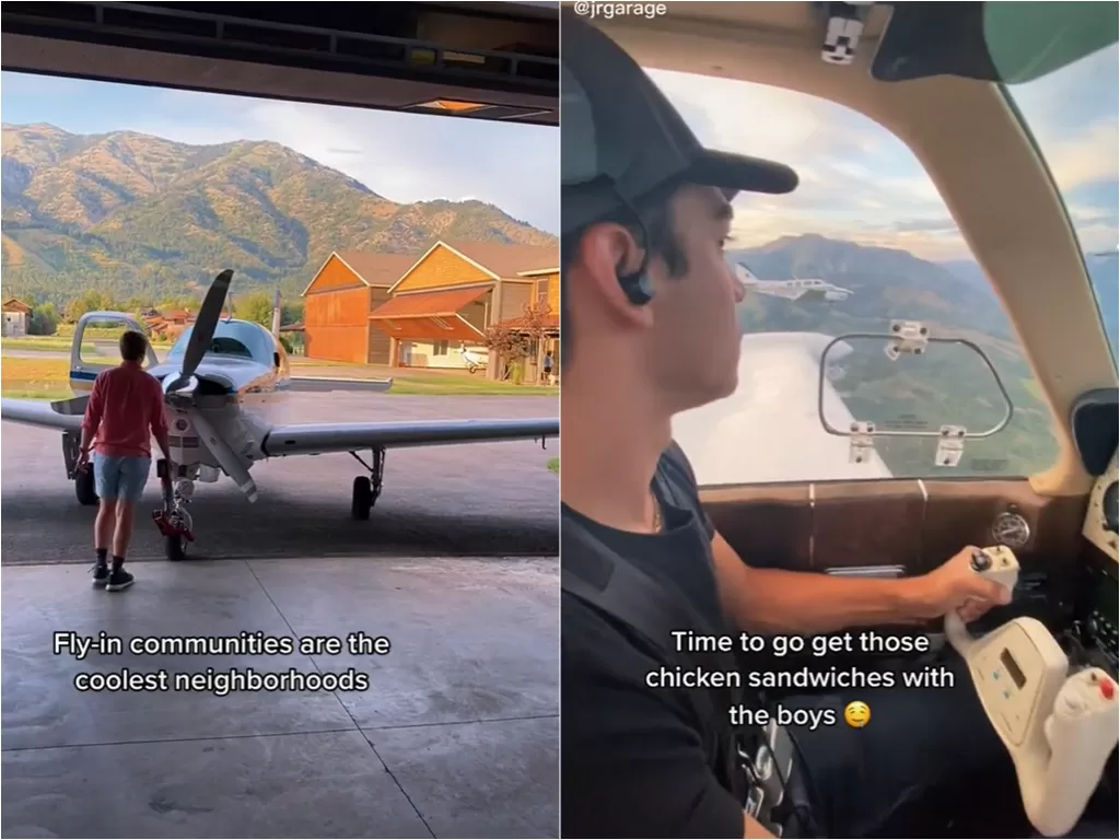 Cuplikan warga yang menggunakan pesawat pribadi untuk jalan-jalan. (photo/TikTok)