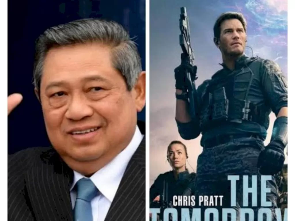 SBY dan Poster Film 'The Tomorrow War'. (Instagram/@andimallarengeng)