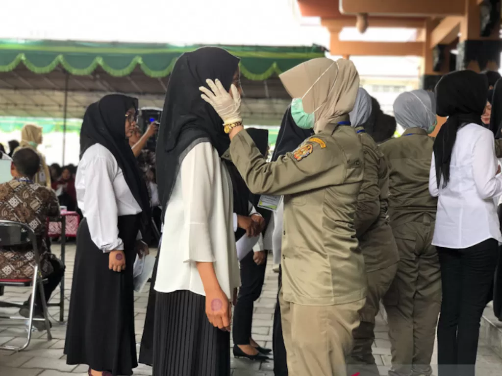 proses seleksi kompetensi dasar CPNS Yogyakarta, Februari 2020. (ANTARA/Eka AR)