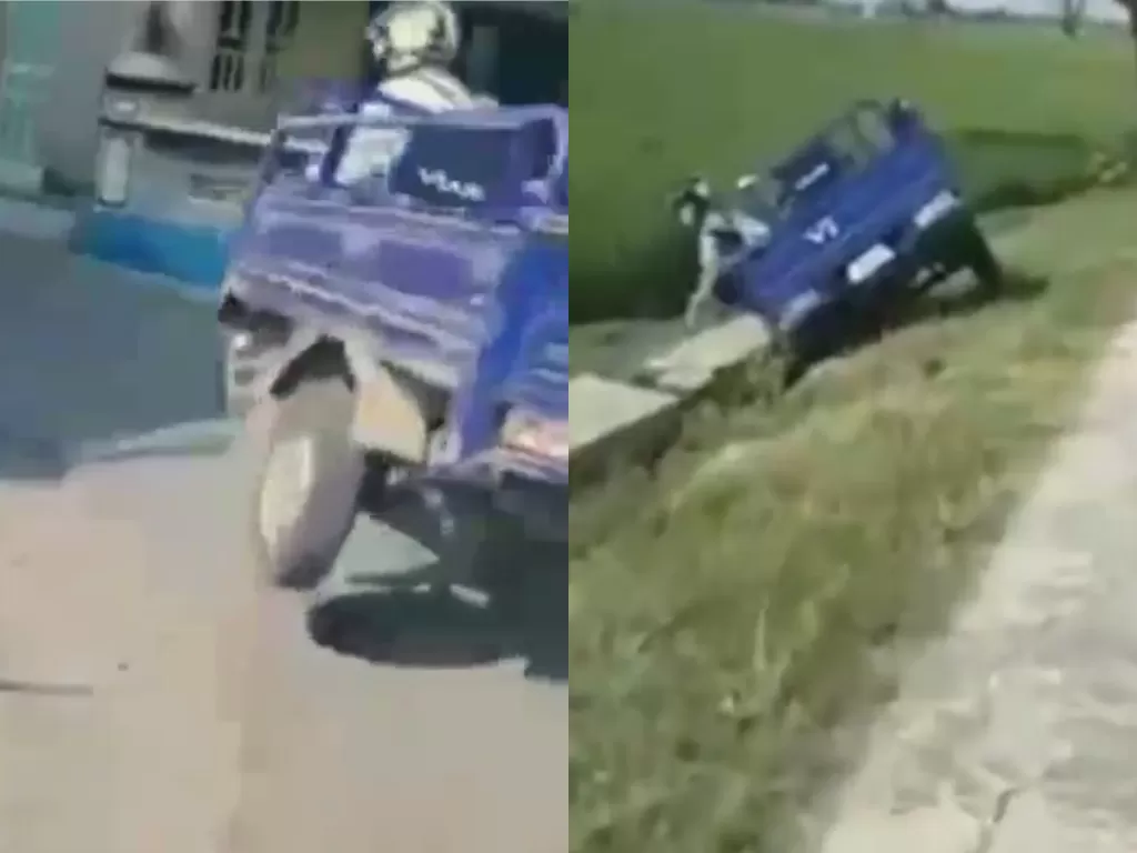 Pria ngebut bawa motor roda tiga dan terjatuh (Instagram @/andreli48)