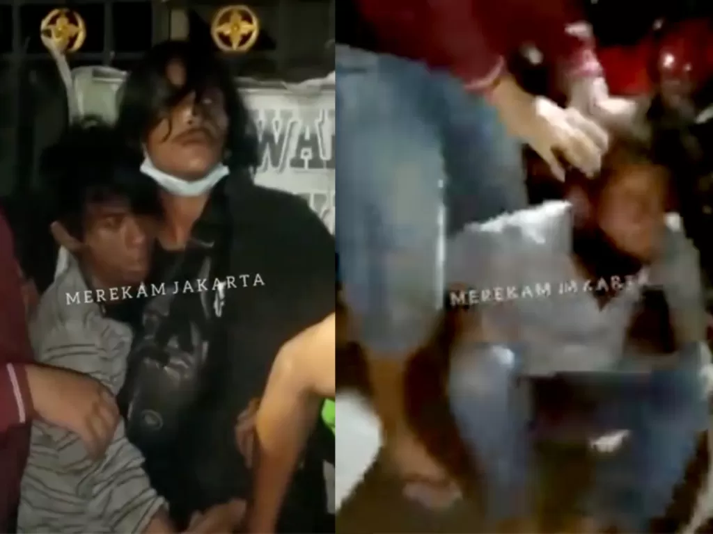 Dua pelaku jambret di Pulagadung, Jakarta Timur dihajar massa. (Instagram/@merekamjakarta)