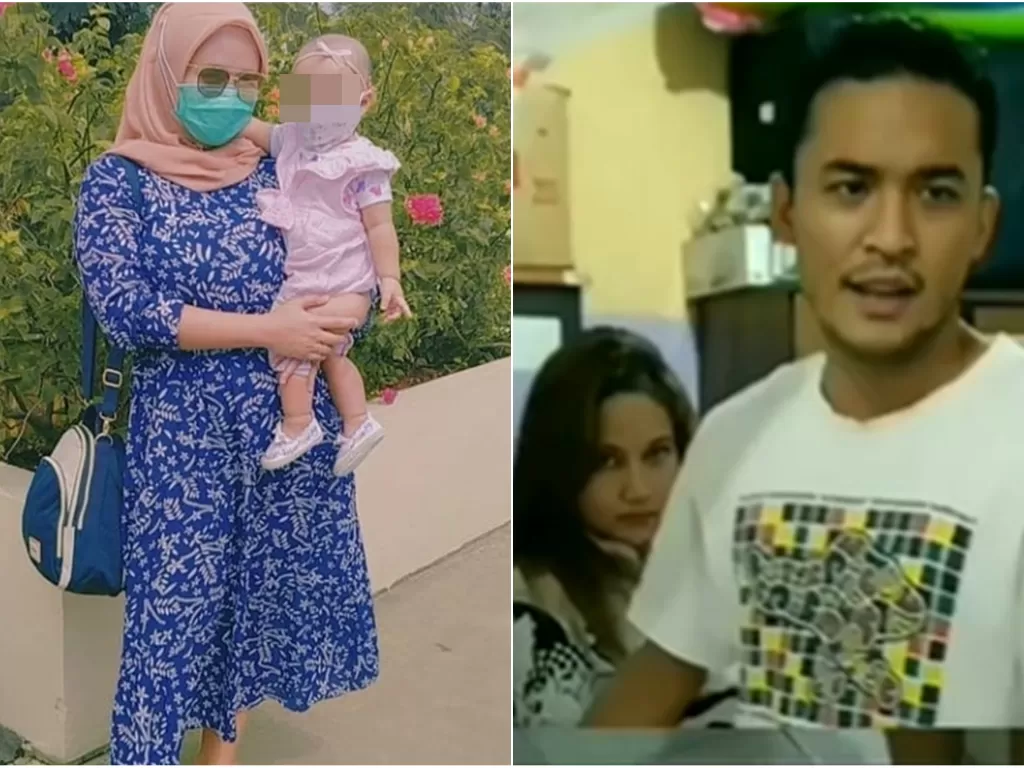 Kolase foto Sinta Rizki Dewi Arfiani dan anaknya, dan suaminya Anoure Aslama. (Instagram)