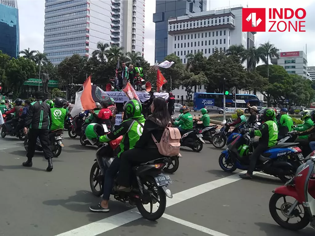 Ilustrasi. Suasana demo Ojol di silang Monas Jakarta, Rabu (15/1/2020). (photo/INDOZONE/ilustrasi)