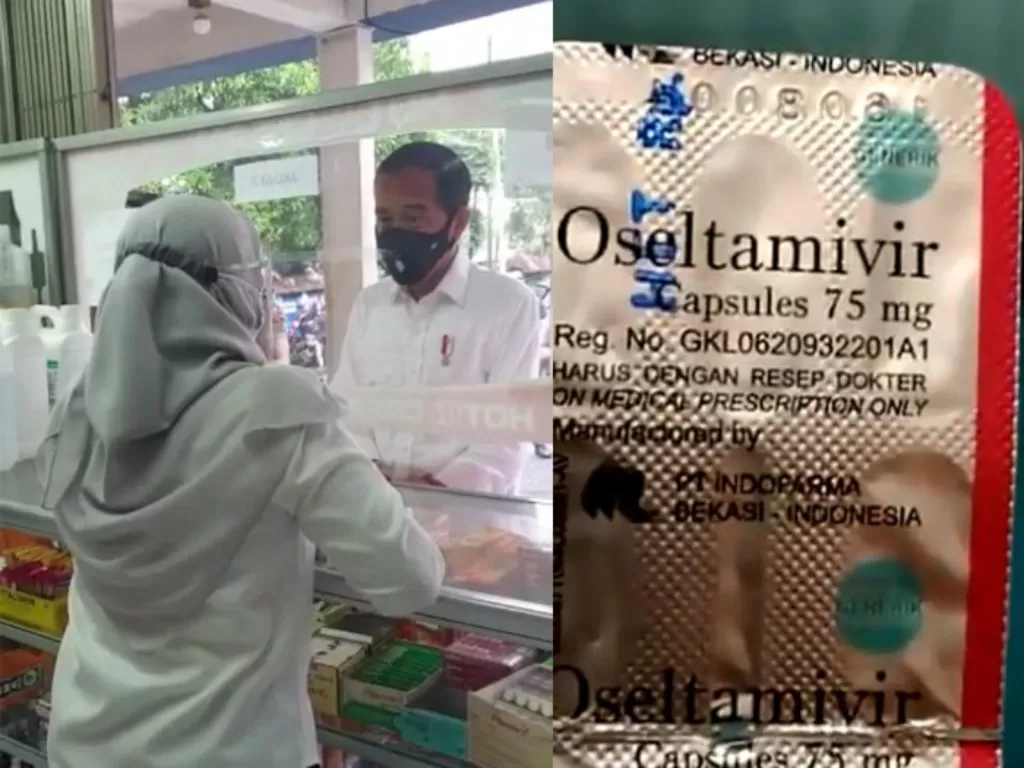 Presiden Jokowi mencari obat oseltamivir di apotek, namun kosong. (Istimewa)