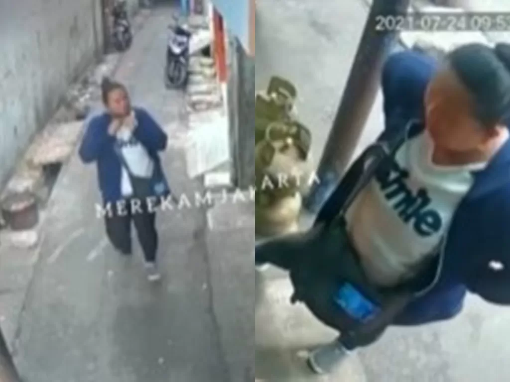 Wanita modus belanja di warung malah bawa kabur 20 bungkus rokok terekam CCTV (Instagram/merekamjakarta)
