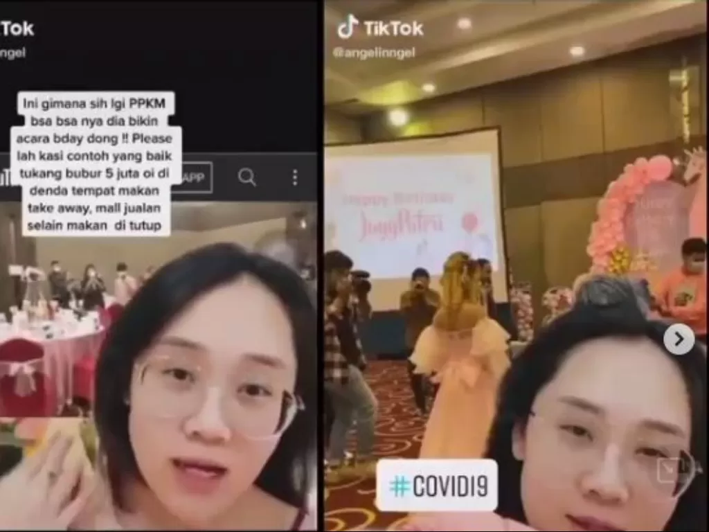 Wanita Viral yang tuntut selebgram adakan acara ultah di tengah PPKM. (Instagram/@insta_julid)