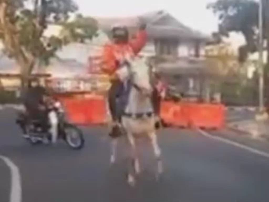 Kurir naik kuda (Instagram @/kamerapengawas)