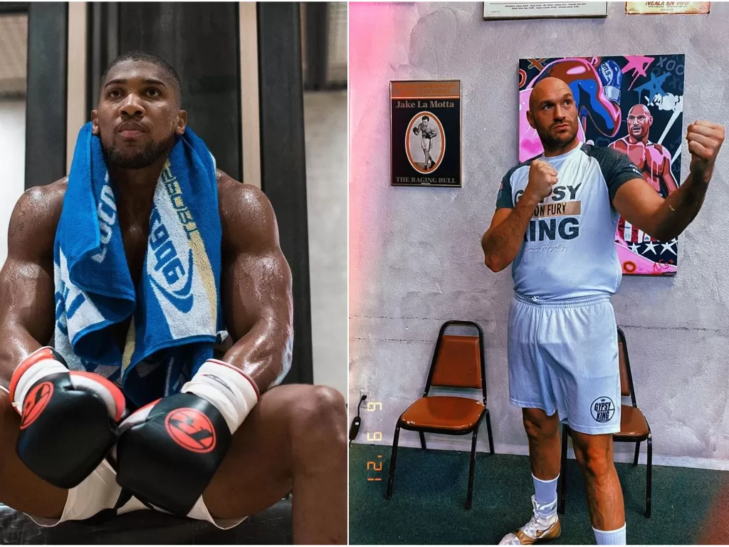 Anthony Joshua (kiri), Tyson Fury (kanan). (photo/Instagram/anthonyjoshua/@gypsyking101)