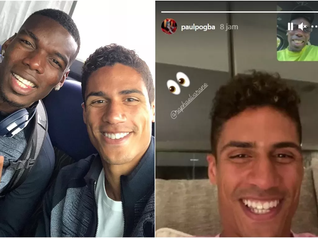 Paul Pogba dan Raphael Varane.(photo/Instagram/@raphaelvarane/@paulpogba)