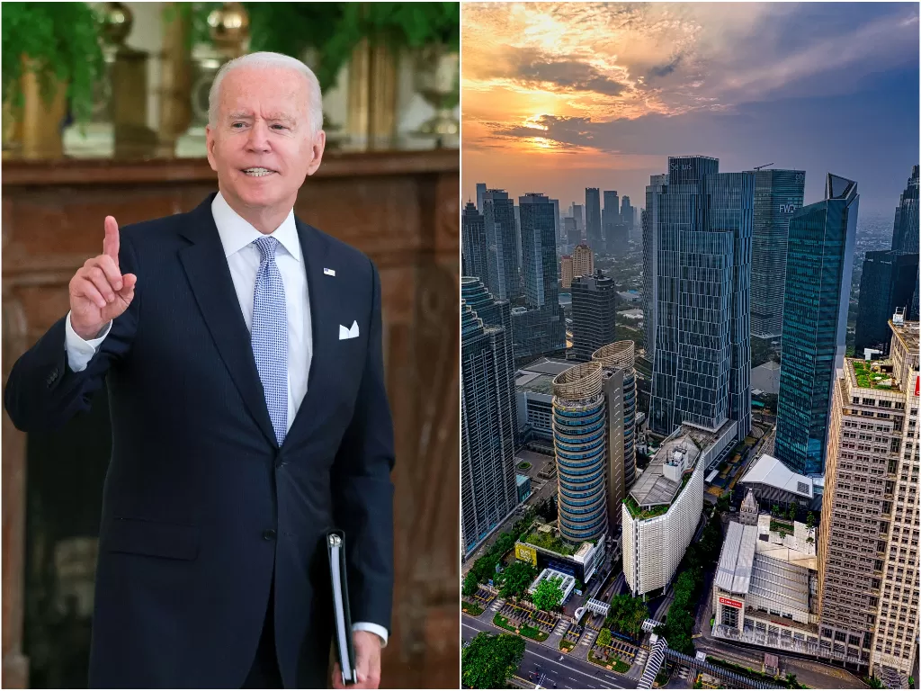  Kiri: Presiden Amerika Serikat (AS) Joe Biden. (photo/REUTERS/Evelyn Hockstein). Kanan: DKI Jakarta. (photo/Pexels/Tom Fisk /ilustrasi)