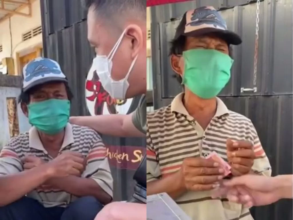 Pedagang Cilok yang menangis dagangannya dibayar Rp 300Ribu. (Instagram/@insta.nyinyir)