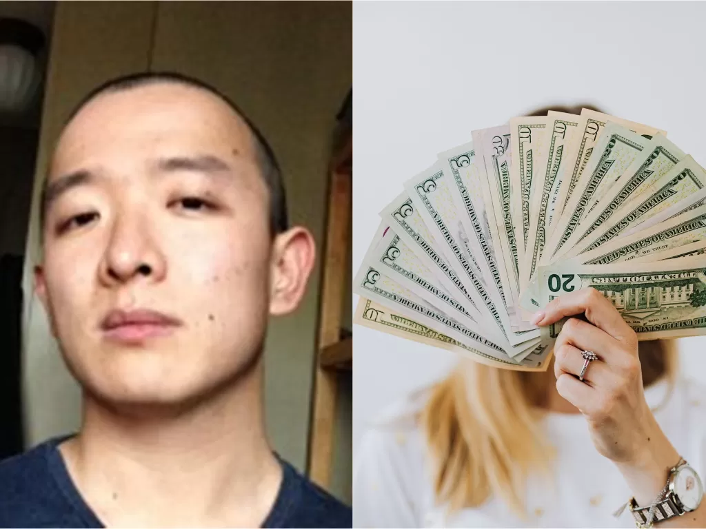 kiri: anak crazy rich, Qiaochu Yuan (Twitter: QiaochuYuan) / kanan: ilustrasi uang (Pexels)