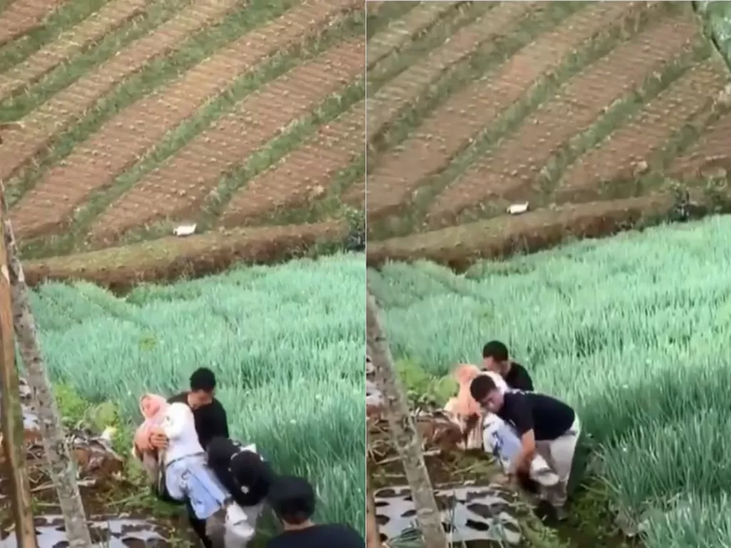 Cewek pingsan usai terjatuh ke sawah saat buat konten TikTok (Instagram/fakta.indo)
