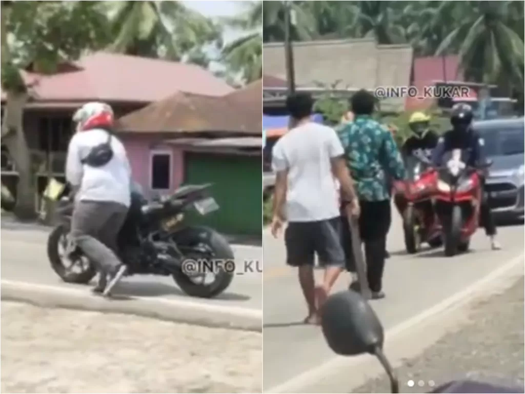 Pengendara motor yang dihentikan warga (Instagram @/info_kukar)