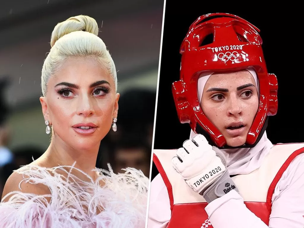 Lady Gaga (kiri) dan atlet wanita taekwondo yang diklaim mirip Lady Gaga. (photo/Instagram/@todayshow)