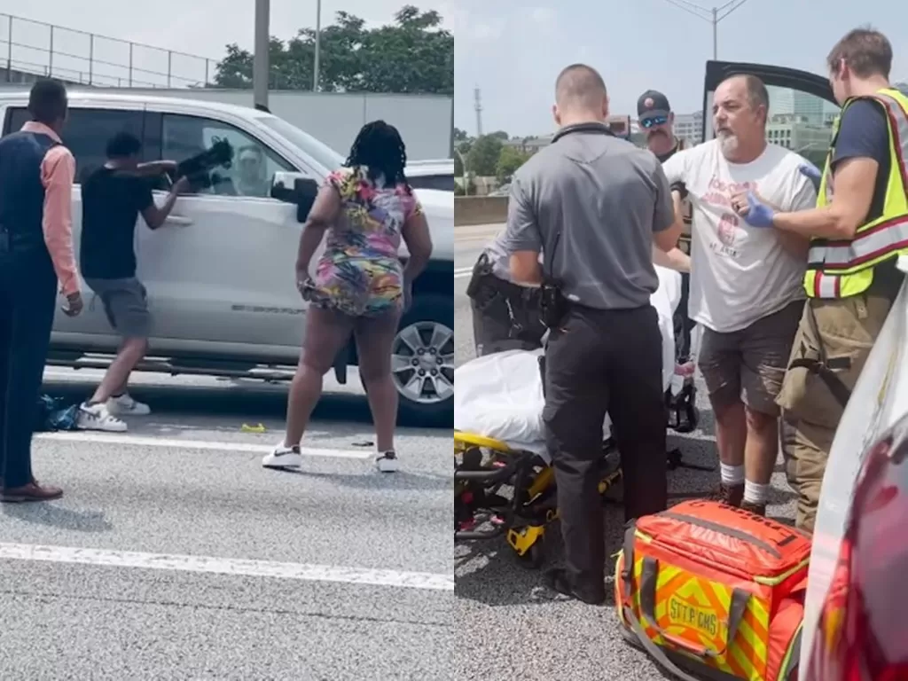 Beberapa orang kulit hitam berhasil selamatkan pria yang pingsan di mobil. (Photo/YouTube/New York Post)
