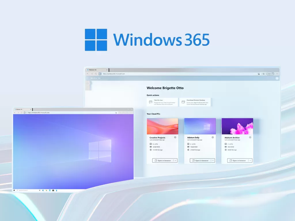 Ilustrasi tampilan layanan cloud PC Windows 365 besutan Microsoft (photo/Microsoft)