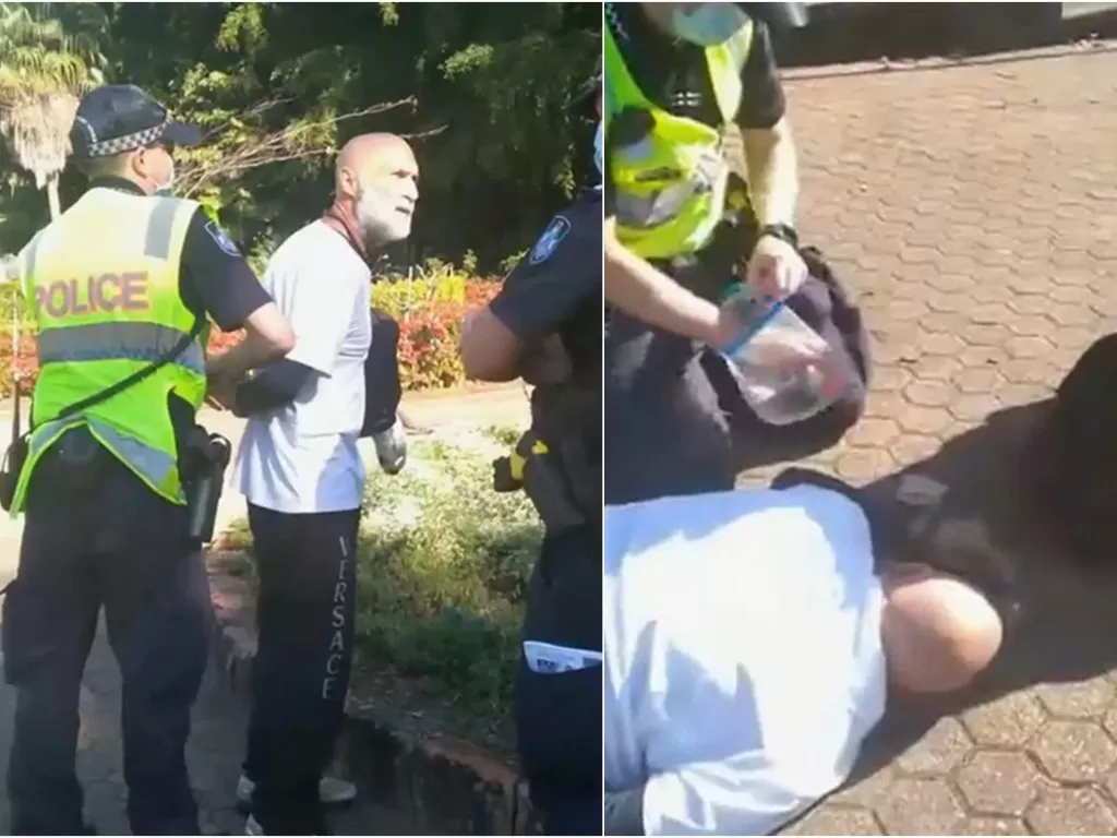 Pria ini menderita serangan jantung saat ditangkap polisi. (Instagram/@_josephmerlino)