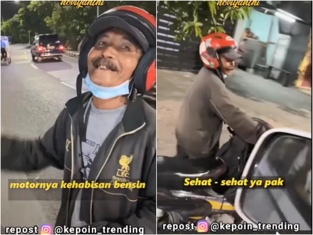 Pria paruh baya dorong motor (Instagram @/kepoin_trending)