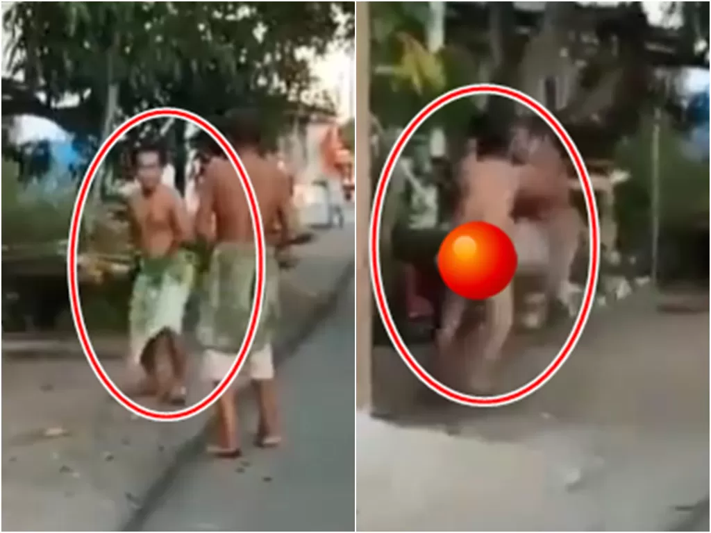 Dua pria duel di pinggir jalan (Instagram @/dewata.terkini)