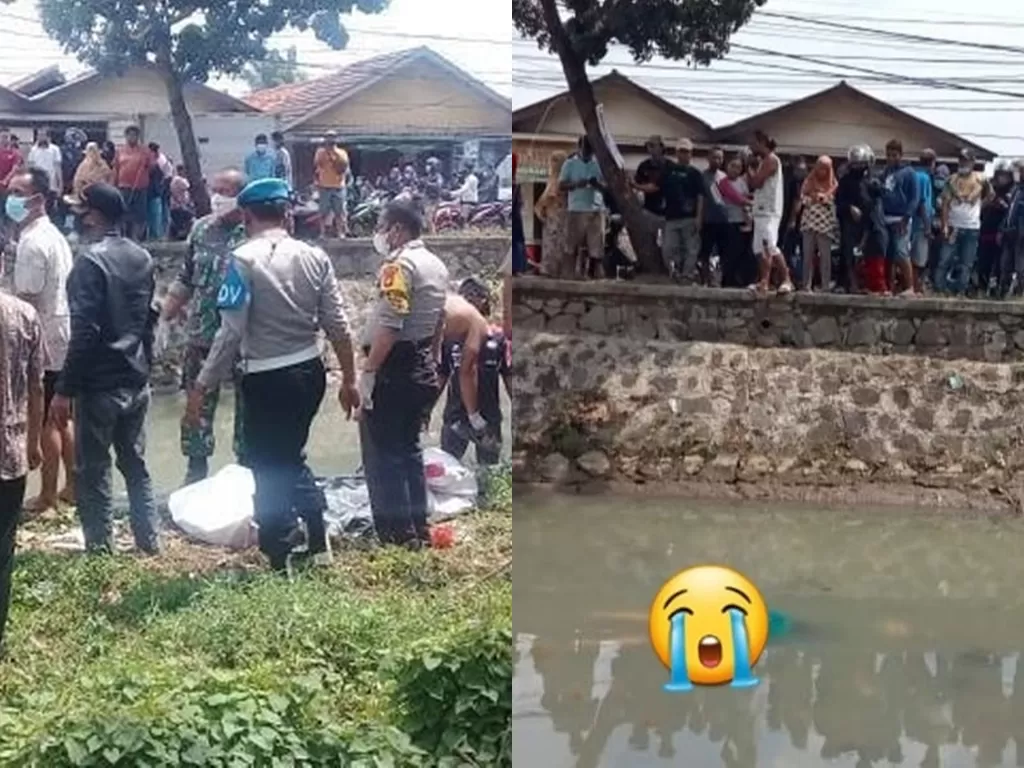 Penemuan mayat wanita mengambang di Kali Teluknaga Tangerang (Instagram/abouttng)