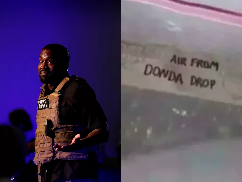 kiri: Kanye West (Reuters/Randal Hill) / kanan: plastik berisi udara (Oddity Central)
