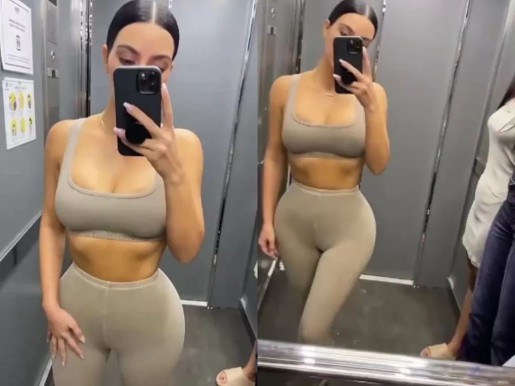 Pose Kim Kardashian membuat heran penggemar. (Photo/Instagram)