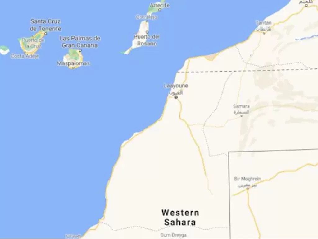 Kapal membawa migran terbalik di Sahara. (Google Maps)