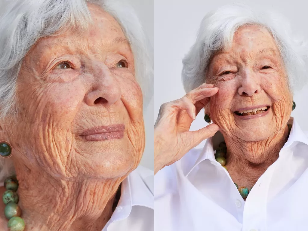 Helene Simon, nenek buyut yang jadi model di usia 99 tahun (Instagram/saiebeauty)