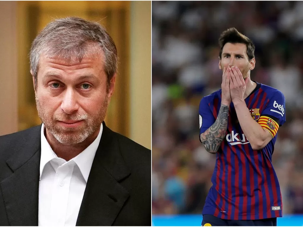 Roman Abramovich, pemilik Chelsea (kiri), Lionel Messi (kanan). (photo/Instagram/romanabramovichofficial/REUTERS/Jon Nazca)