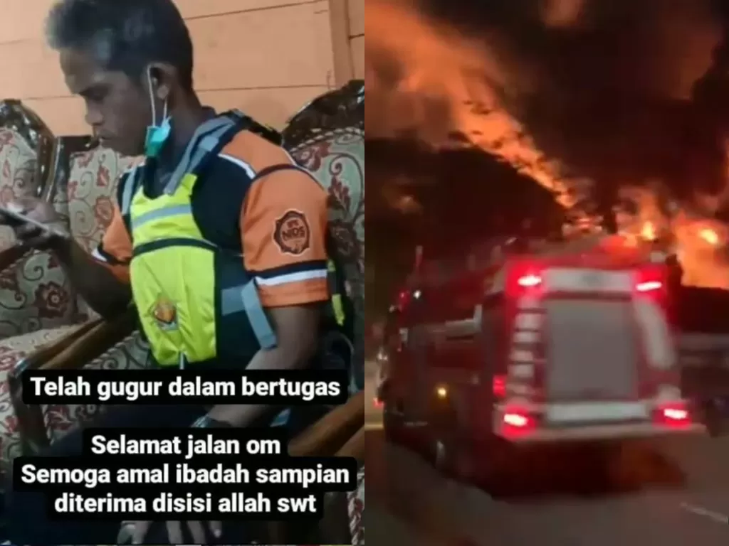 Relawan tewas tertabrak mobil damkar saat hendak padamkan kebakaran di Kantor Bappelitbangda HSS (Instagram/andreli48)