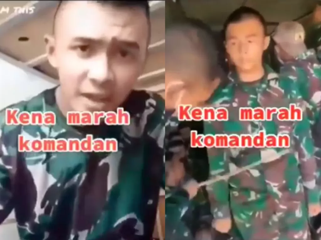 Salah satu oknum TNI yang membuat konten 'Kena Marah Komandan'. (Twitter/@bagihumor)