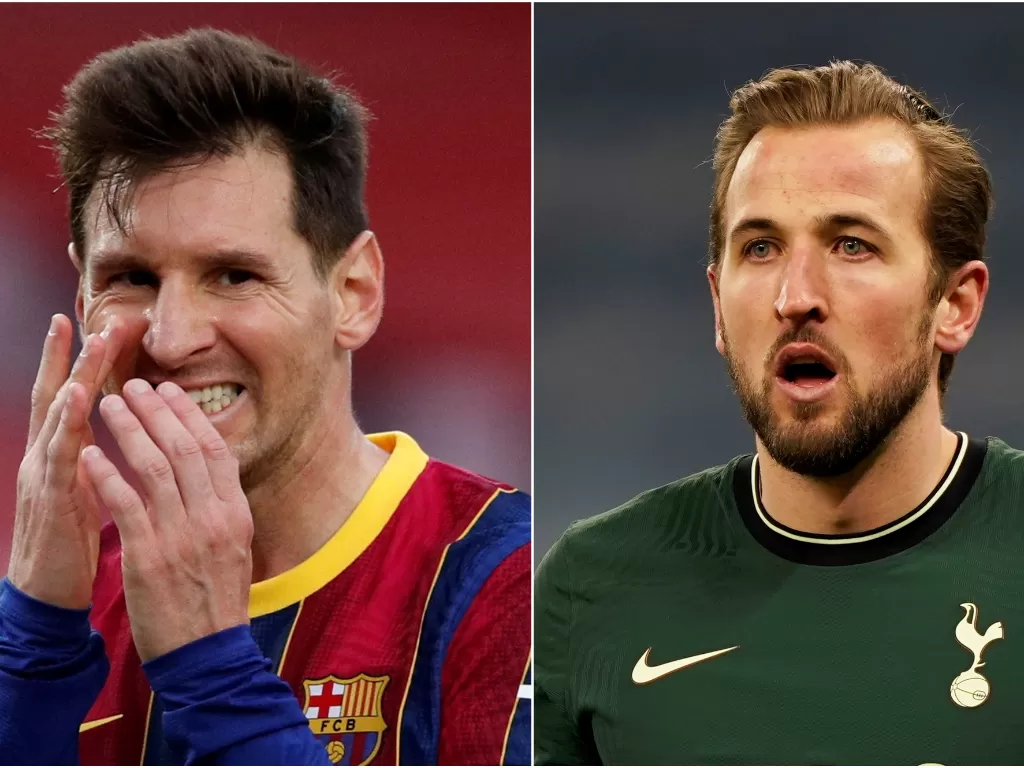 Lionel Messi (kiri), Harry Kane (kanan). (photo/REUTERS/Albert Gea/POOL)
