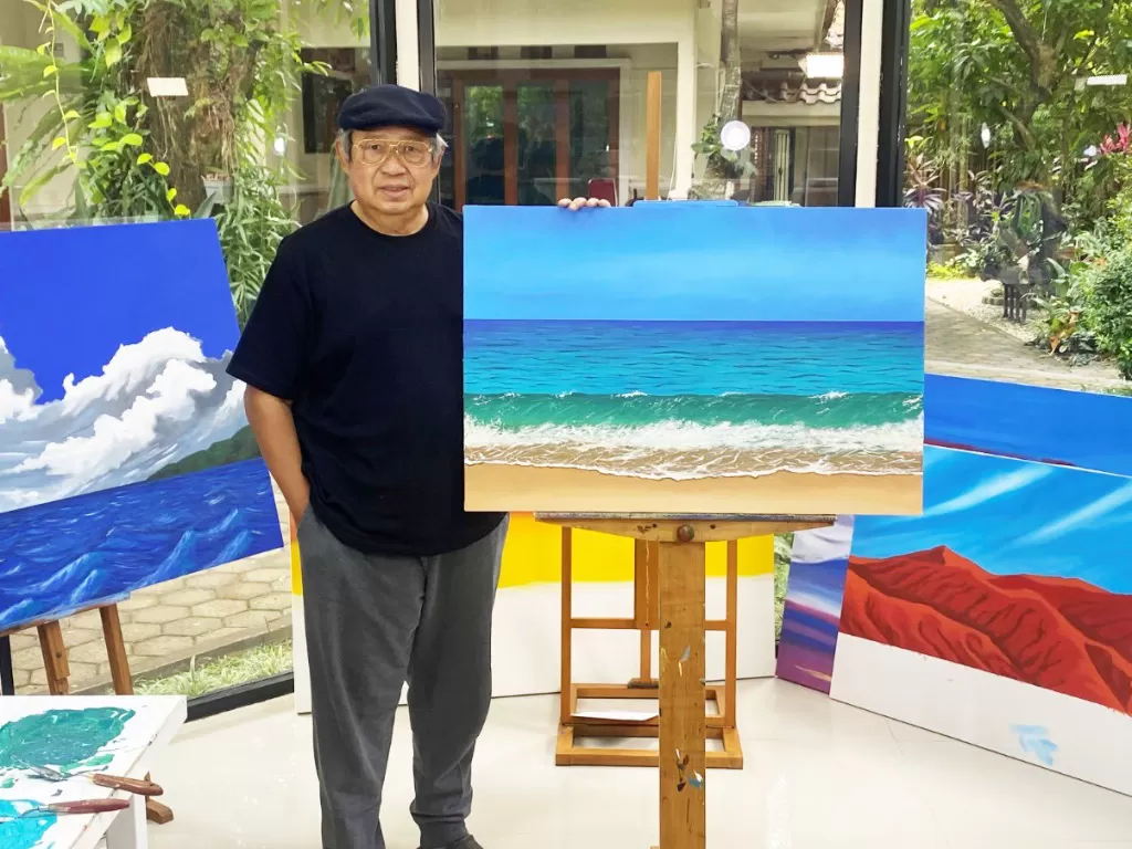 SBY dan lukisannya. (Twitter/@jansen_jsp)