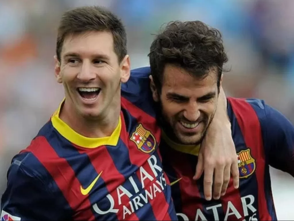 Cesc Fabregas dan Lionel Messi. (photo/Instagram/@cescf4bregas)