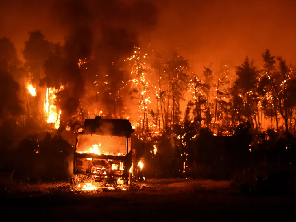 Kebakaran hutan di Yunani (REUTERS/Alexandros Avramidis)