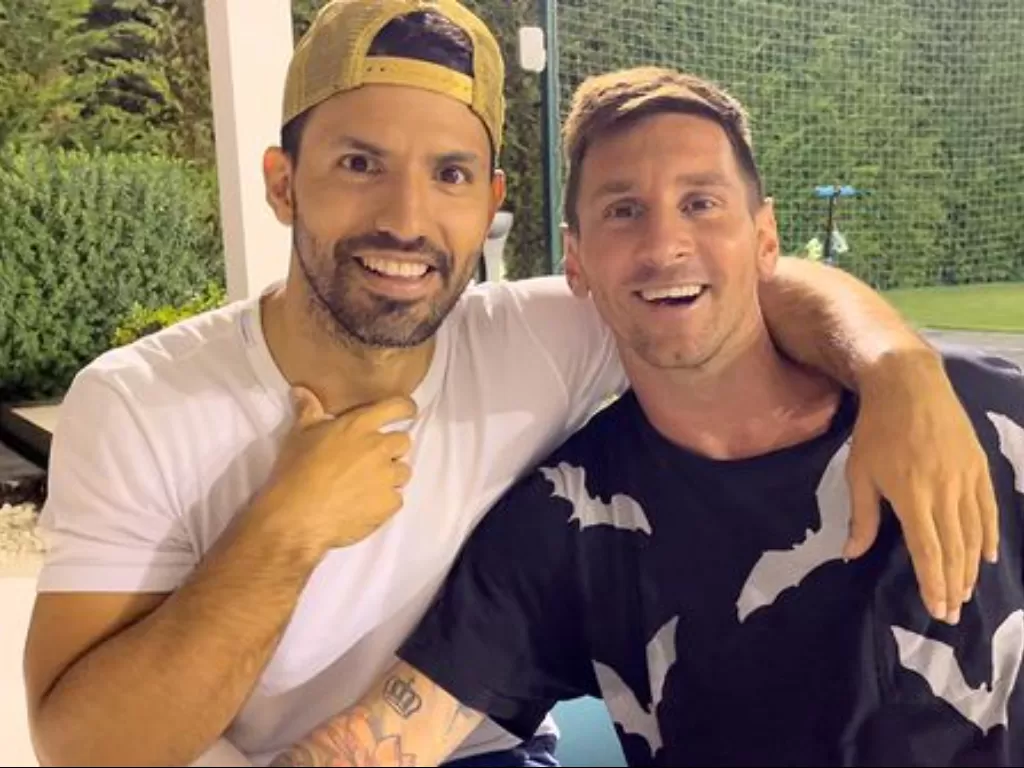 Sergio Aguero dan Lionel Messi. (photo/Instagram/@kunaguero)