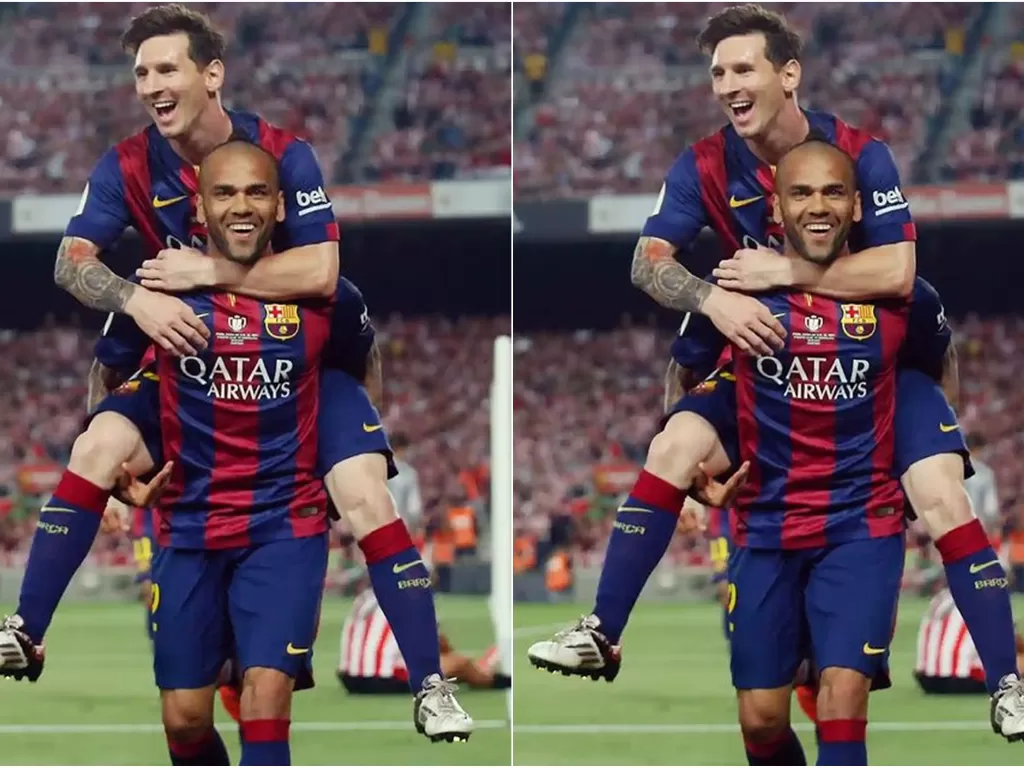 Dani Alves dan Lionel Messi. (photo/Instagram/@danialves)