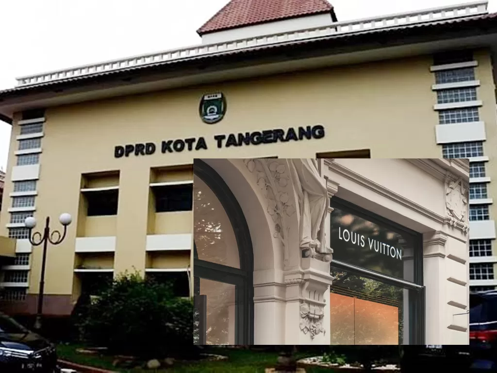 Gedung DPRD Kota Tangerang (Antara) / Insert: Merk Louis Vuitton (Ilustrasi/Unsplash)
