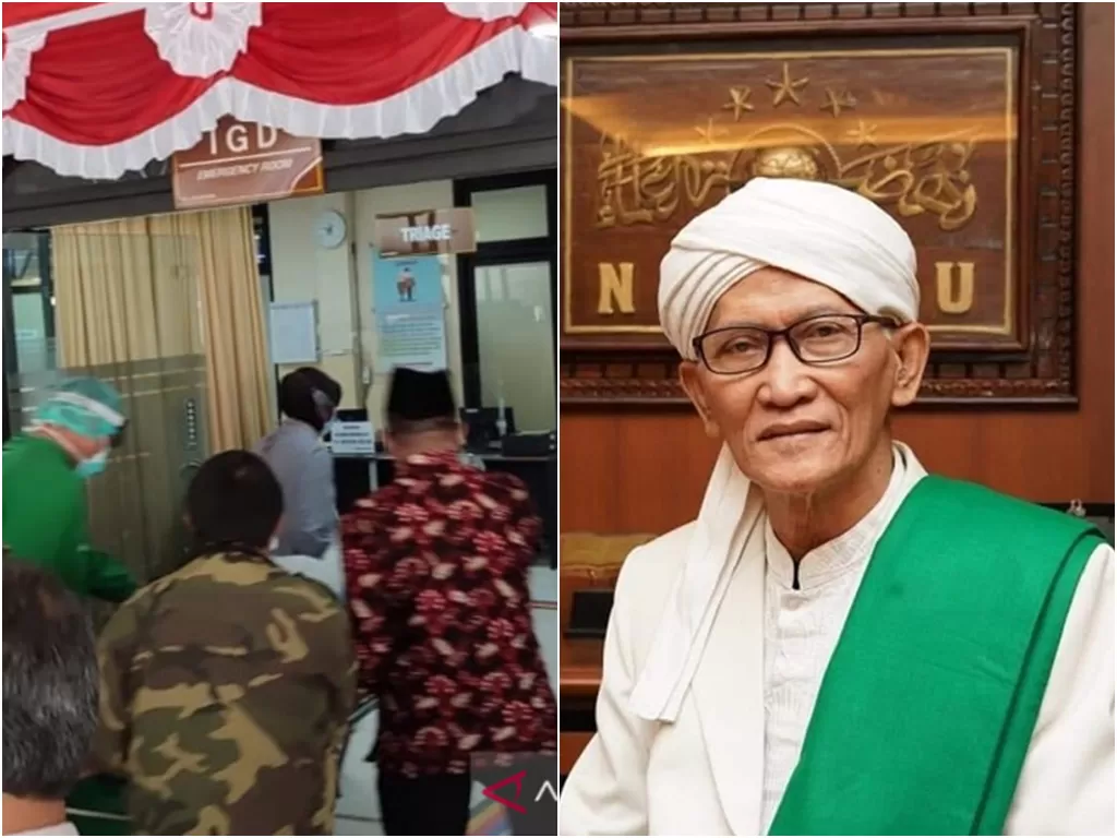 Ketua Umum Majelis Ulama Indonesia (MUI) KH Miftachul Akhyar dibawa ke Rumah Sakit Islam (RSI) Jemursari untuk menjalani perawatan setelah mengalami kecelakaan di Tol Salatiga, Jawa Tengah, Kamis (12/8/2021). (photo/ANTARA/Willy Irawan/Istimewa)