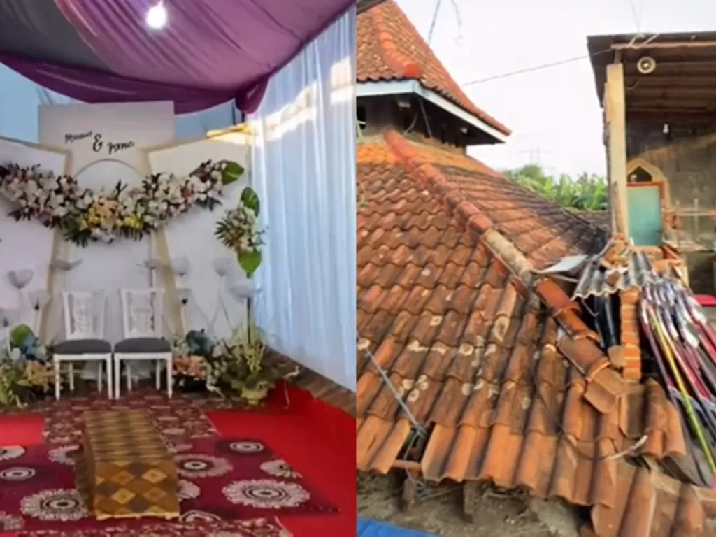 Resepsi pernikahan di atas atap rumah (TikTok)