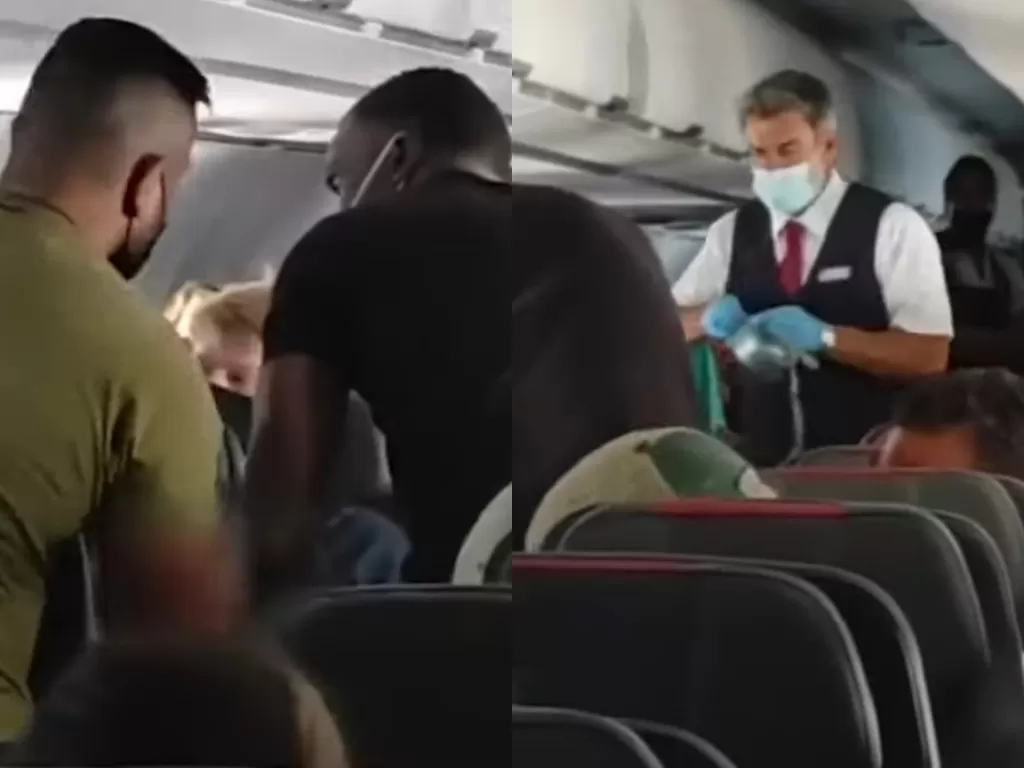 Remaja ngamuk di pesawat, langsung diikat pakai lakban. (Photo/YouTube/Reverse & Release)